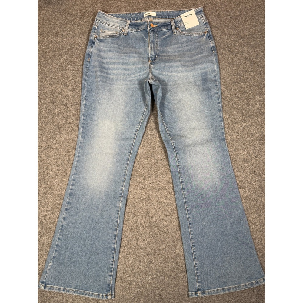 Sonoma Goods for Life Womens Mid-Rise Bootcut Stretch Jeans Light Wash Size 16